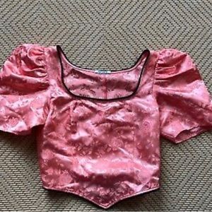 Batsheva Dirndl Floral Pink Top Size:4. New w/o tags.
